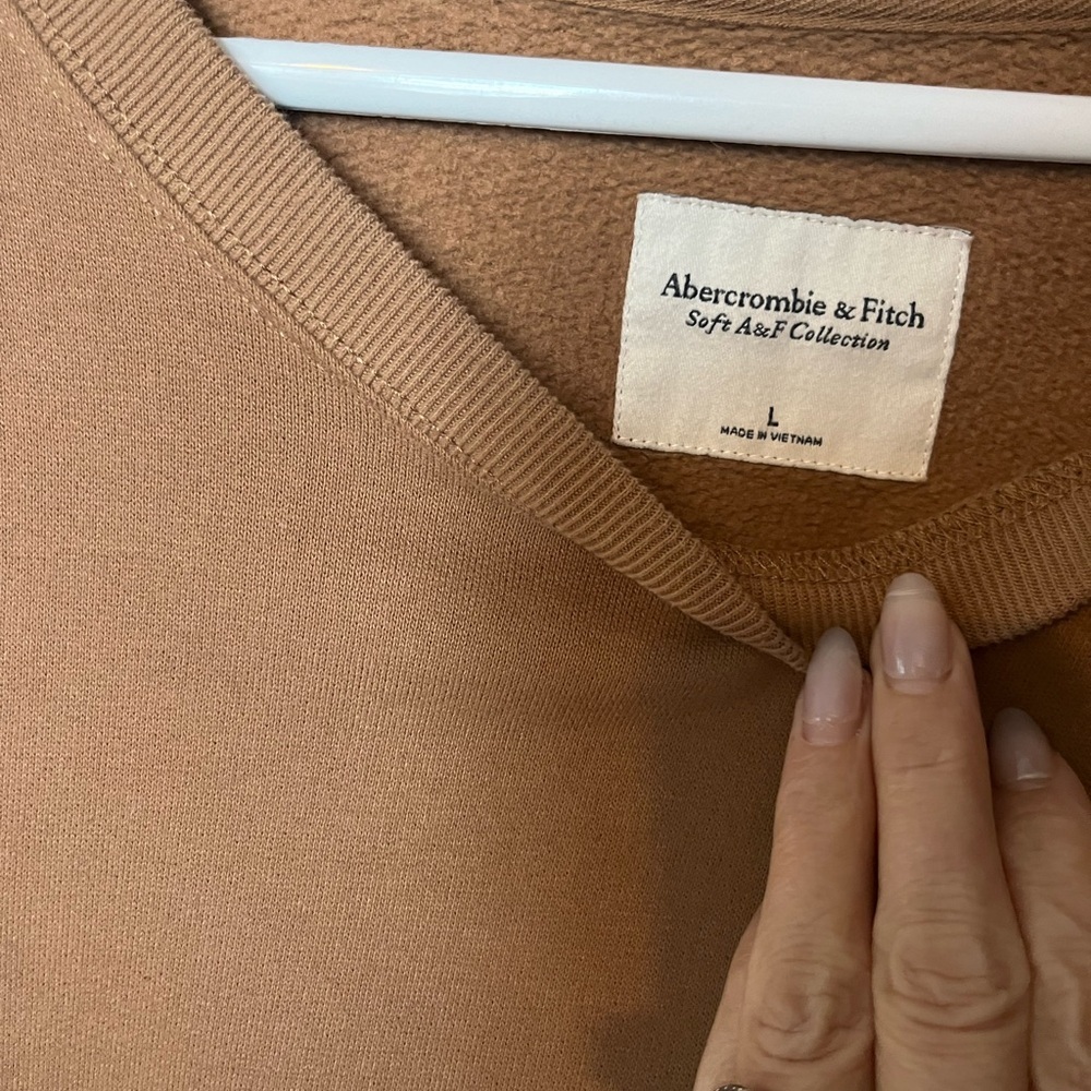Abercrombie & Fitch Tan Crew Neck Sweatshirt Women’s Large - Picture 3 of 5